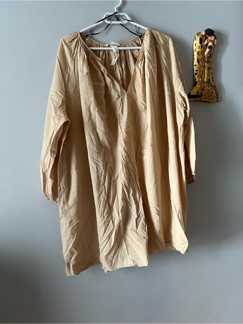 H&M cotton oversized V-Neck Women’s minidress in Beige size XL